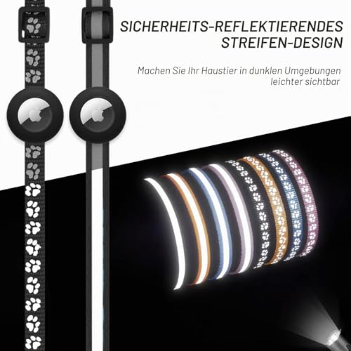 2er Pack kompatibel mit Airtag Katzenhalsband mit Glocke,Reflektierend GPS Tracker Katze kompatibel mit Apple Airtag Hülle,Personalisiert kompatibel mit Airtag Halsband Katze mit Sicherheitsverschluss