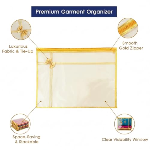 Image of Special combo Pack of 10 Transparent Single Saree Covers With Zip Transparent Suit Packing Cover Saree Organizer For Wardrobe Clothes Organizer Storage Bag Premium Wedding Gift Combo Packaging Pouch