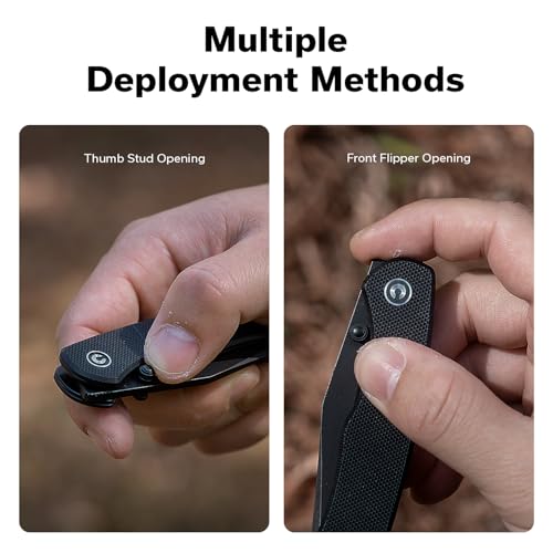 Image of CIVIVI Clingman EDC Pocket Folding Knife with Titanium Reversible Clip, 2.99 inch Nitro-V Blade G10 Handle Liner Lock Knife, Gift for Men Women C23065-1 (Black)