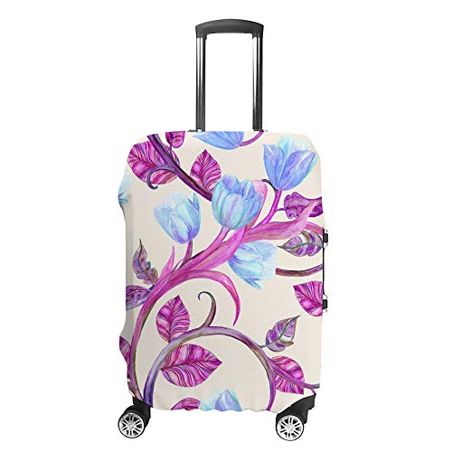 Housse pour valise fleurs violettes CHEHONG lavable pour protéger vos bagages en vacances