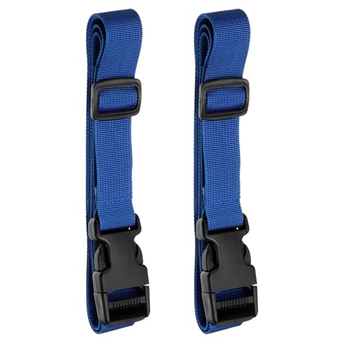 Image of HARFINGTON 2pcs Luggage Straps 1 inch x 118 inch Utility Multi-Purpose Luggage Connector Strap Nylon Adjustable Suitcase Belt with Buckle for Travel Outdoor Bag Luggage Packing Accessories, Blue