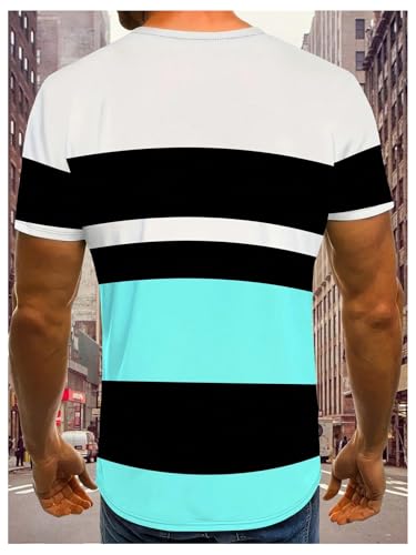 Image of RoseSeek Men's Color Block Short Sleeve Tee Shirts Casual Crewneck T Shirt Trendy Summer Tops