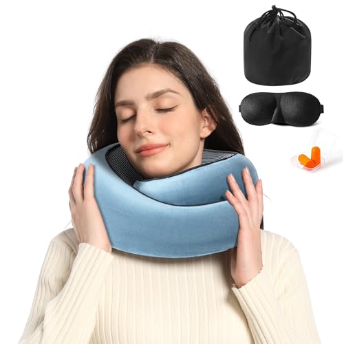 Hanmeimei Travel Pillow Head Support Memory Foam Neck Pillow Support Pillow,Luxury Compact Lightweight Quick Pack for Camping,Offices,Sleeping Rest Cushion,Portable Plane Accessories