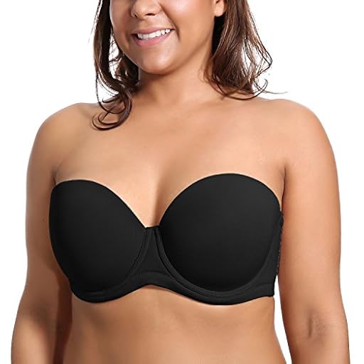 DELIMIRA Sujetador sin Tirantes con Aros Tallas Grandes Invisible Multiposicion para Mujer Negro 100C | Ya disponible en tu tienda friki favorita! En mundofriki.es!