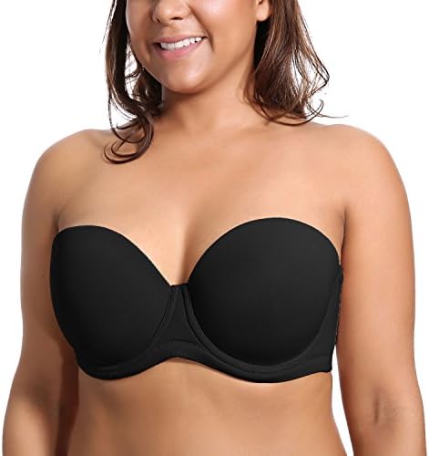 DELIMIRA Women's Underwire Contour Multiway Full Coverage Strapless Bra Plus Size Black 38DD