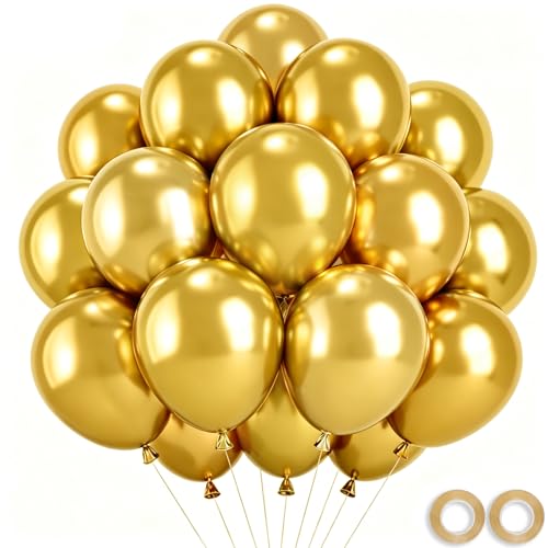 Wayfun 52 balões dourados, 12 polegadas balões de aniversário dourados, balão de ouro balão de hélio para decoração de aniversário casamento Baby Shower Happy Birthday decoração comunhão revelação