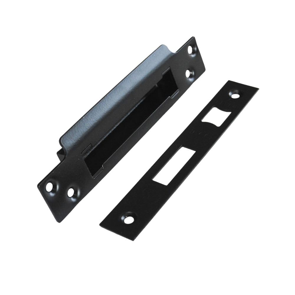 R-MOR Matt Black Conversion Plate & Keep Box for Sash Locks