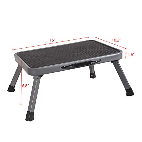 Olive Portable Steel Step Stool Folding One Step Ladder with Anti-Slip Plastic Platform Medical Footstool for Adult and Children at Home Max Load 330 lbs