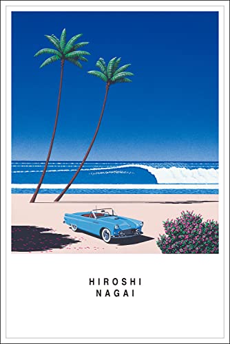 トライエックス ポスター 永井博/BLUE CAR AND THE BEACH+アルミフレームホワイト セット 92×61.5cm TX-1856W 日本製