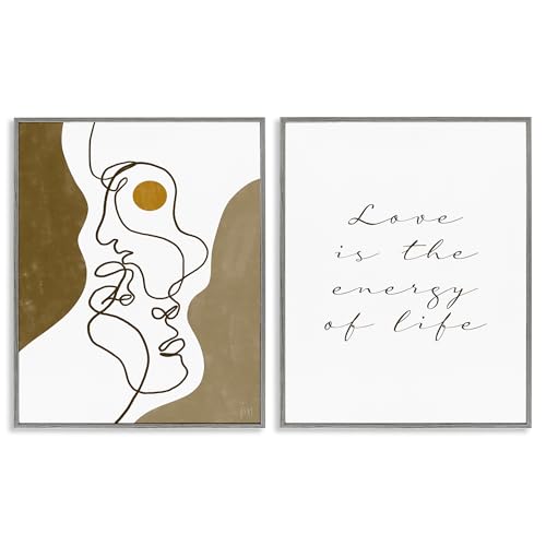 'Love Is Energy Abstract Faces Couple'| 2pc Framed Giclee Art Set 2