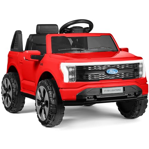 Best Choice Products Licensed Ford F-150 Lightning Truck Kids 12V Electric Ride On Car Toy w/ 66lb Weight Capacity, Parent Control, Bluetooth - Red