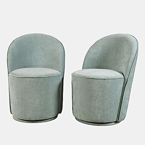 Jofran Landon Mid-Century Modern Upholstered Swivel Dining Chair (Set of 2), Blue - Thumbnail 3