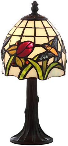 JONATHAN Y Hummingbird Tiffany-Style Table Lamp 12" Stained Glass, Bronze