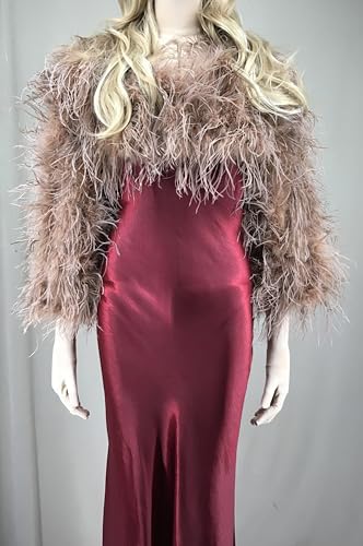 LVCOMEFF Women Natural Ostrich Feather Crop Jacket Bolero Coat For Wedding Party Luxurious3