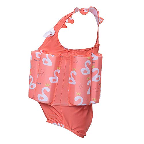 Image of One-Piece Children Buoyancy Swimsuit Swim Vest Detachable Float Swimwear, Perfect for Kids or Baby Learn to Swimming (Flamingo, M)