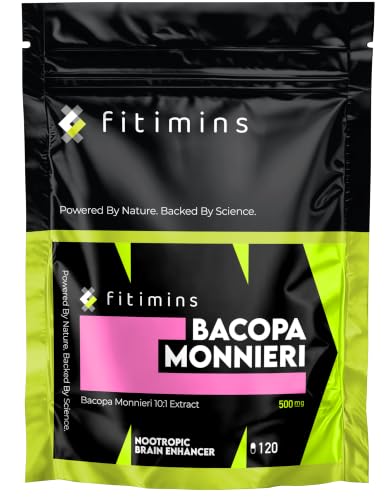 Bacopa Monnieri 500mg | Cognitive Nootropic Supplement | 120 Vegan Capsules | 4-Month Supply | UK-Made Supplement | Enhance Learning Increase Focus & Improve Memory | Fitimins