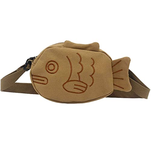 BXCNCKD Cute cartoon fish canvas messenger bag embroidered girl messenger bag - Main Image