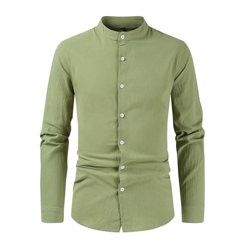 Camisas Hombre Lino Casual Camisa de Manga Larga para Hombre, Informal, Lisa, para Vacaciones, Tipo Cárdigan, Camisetas, Tops