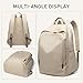 MOYYI Mens Canvas Cloth Backpack fits 15.6 Inch Laptop, Resistant Vintage Backpack for Commute, Work, Travel, College (Beige)