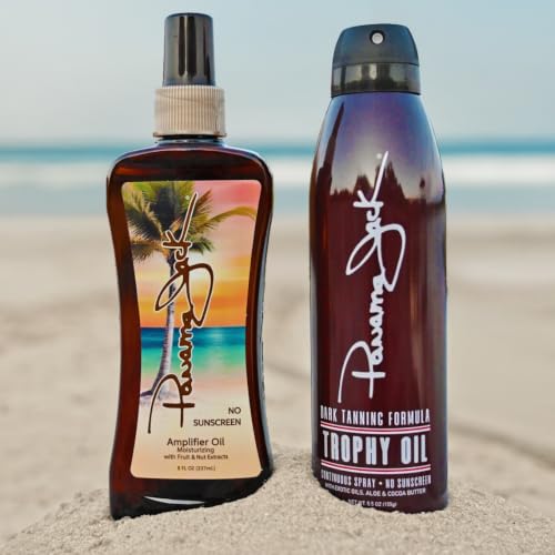 Panama Jack Trailblazer Set - SPF 4 &amp; SPF 0 Trophy Suntan Tanning Oil Spray