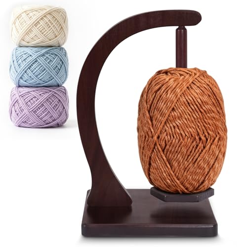 Aondbooe Wooden Yarn Holder 360 Tangle-Free Rotating Yarn Spinner with Magnetic Spindle 1.21lbs Load Capacity Portable Knitting & Crocheting Accessories for Crocheters & Knitters