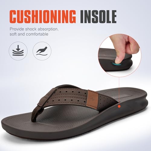 Image of Men's Ultra Soft Cushion Flip Flops with Arch Support, Quick Dry Thong Sandals for Indoor & Outdoor Comfort
