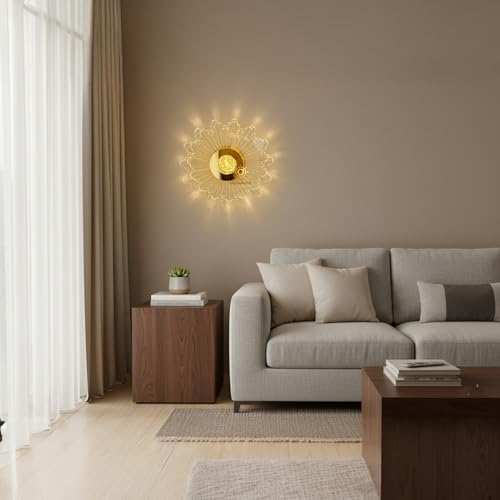 Image of Glowave Golden Acrylic Light Spiral Design Wall Lamp Lighting Sconce for Living Room Bedroom Bedside - Tricolour (White, Warm White, Natural White) 7044-W (B81)