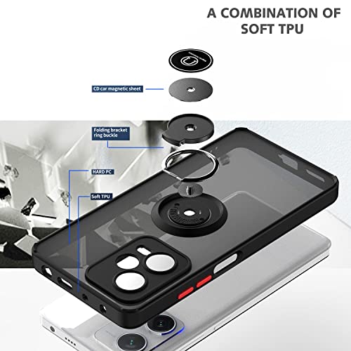 Tumundosmartphone Matte Case with Black Edge and 360 Rotating Ring for Xiaomi Redmi Note 12 4G, Black/White - Image 2