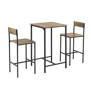 SoBuy Bartisch mit 2 Stühlen Halafs-087 Natur