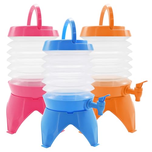 Reusable Plastic Drink Dispenser with Tap 3.5L Collapsible Water Dispenser Fridge Water Dispenser Portable Drink Container for Party Drink Chilled Juice Cocktails Water (Random Colours)