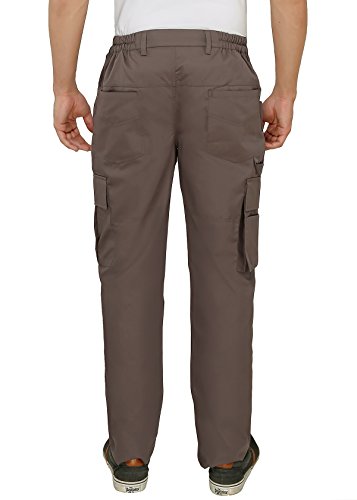 Image of ASHDAN Outdoor Solid Cargos. Regular Fit. Multi-Utility Pockets. Sturdy Polyester-Cotton Blended Cargo Trousers