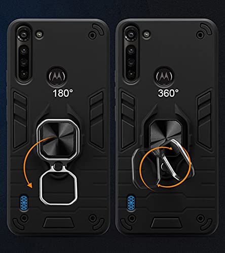 Image of Pikkme D5 Tough Armor Bumper Back Cover Case for Moto G8 Power Lite |Ring Holder & Kickstand in-Built (Black)