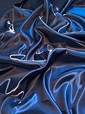 Luxurious Liquid Bridal Satin Fabric – 58/60 Inches - Ultra-Glossy Mirror Shine - 97% Polyester & 3% Spandex - Medium Weight - Ideal for Elegant Dresses, Blouses, and Home Decor (Navy Blue)