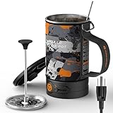 STOKE VOLTAICS Electric French Press Coffee Maker, 120V Boil Water & Press Coffee 2-in-1, Portable Design for Camping, Travel, 6 Minute Brew Ready