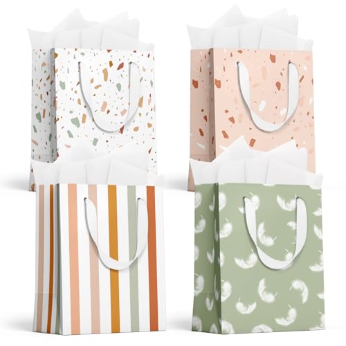 slapaflife Gift Bags Medium Size Tissue Paper for Gift Bags Incl.Cards & Self-adhesive Envelope - Reusable & For Birthday Mothers Day Wedding Baby Shower and Any Occasion.(4 Pack- 9)