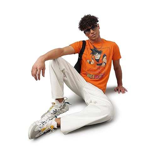 Image of Free Authority Official Dragon Ball Z: Son Goku Anime Graphic Print Pure Cotton Regular Fit Tshirt for Men