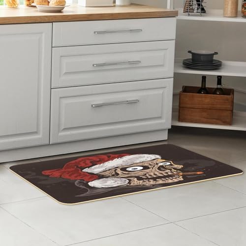 2 tapetes de cocina de calaveras navideñas antideslizantes y lavables 7