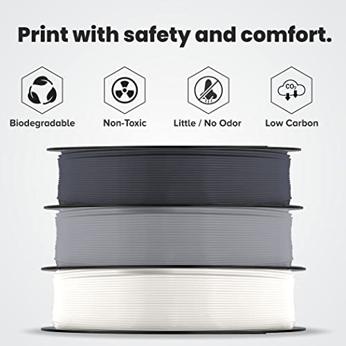 Image of 3Idea Premium PLA 1.75mm 3D Printer Filament Bundle | Dimensional Accuracy + /- 0.03mm (3KG Total, 1KG /Spool) | 3 Colors Combo (Black, White, Grey)