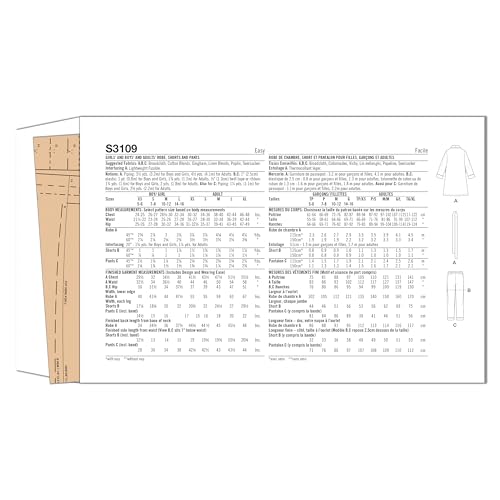 Patron de couture Simplicity SS3109A avec guide multi-taille du XS au XL