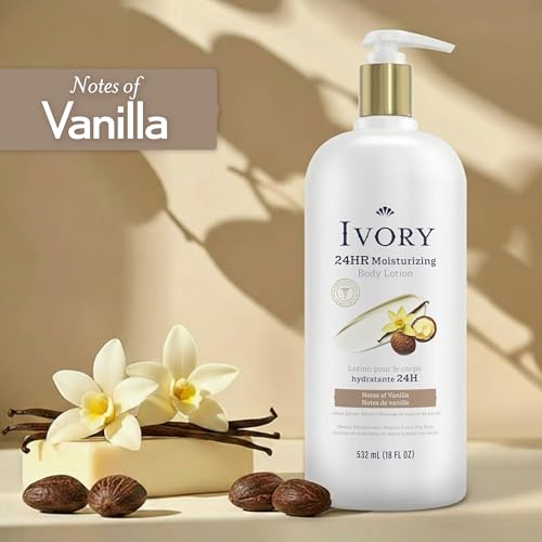 Image of Ivory Hand & Body Lotion, 24hr Moisturizing, Repairs Extra Dry Skin, All Day Hydration, Lightweight Formula, Absorbs Instantly, Perfect for Daily Use, Shea Butter Blend, Vanilla Scent, 18 fl oz