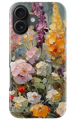 Image of Goodon for iPhone 16 Plus Case Cute - Wireless Charging Compatible - Dual-Layer Hard Shell + Silicone Cover - Protective Phone Case with Trendy Designs for Women - Oil Painting Flowers