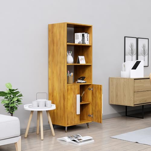 Image of Bniture Book Shelf Wooden | Engineered Wood Bookshelf for Home with 2 Door & 3 Shelf | Multipurpose Open Book Shelf Stand for Library, Study Room & Living Room | Giant Wood