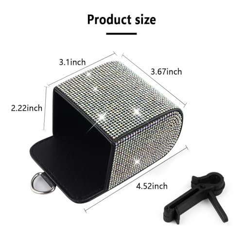 Image of Car Vent Storage Organizer,Bling Car Accessories for Women or Man,Rhinestone Car Vent Leather Pocket,Multipurpose Car Storage /Car Sunglass Holder /Car Coin Holder for Car (Colorful)