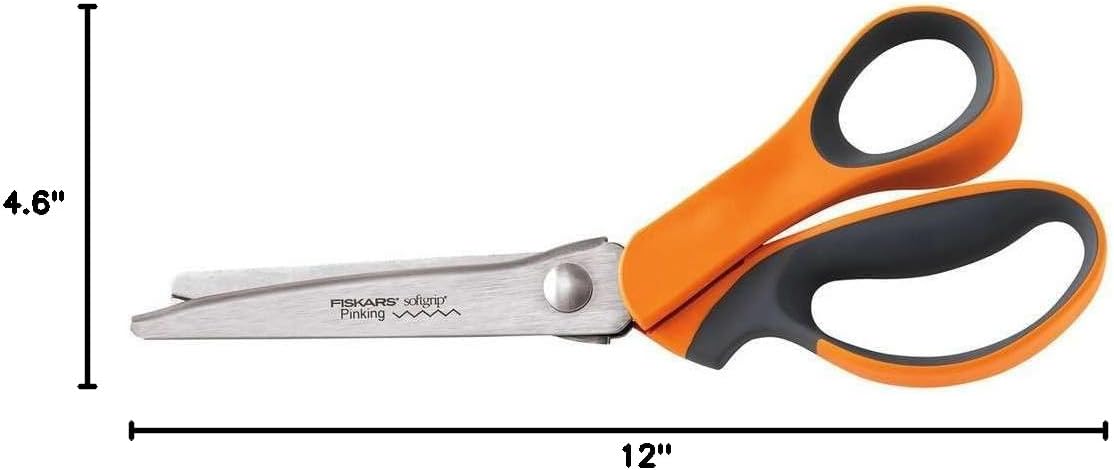 Fiskars 8" Softgrip Pinking Scissors,Orange,9.5" long