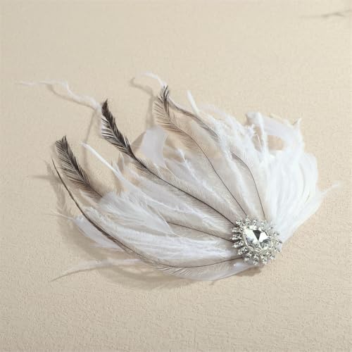 Pinza para cabello con plumas blancas y cristales miniatura 6
