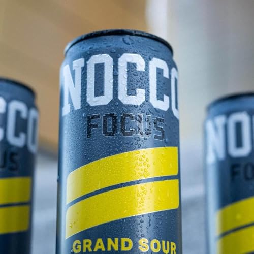 NOCCO Sugar Free Energy Drink – 180mg High Caffeine, Enriched with Amino Acids & Vitamins, Ideal for Pre Workout – 12 x 330ml(Grand Sour)