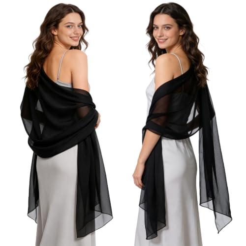 2pcs Chiffon Shawl Wraps Evening Dresses Women Elegant Soft Wedding Scarf - image 1