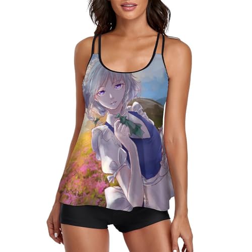 Tankini fleurie femme avec ensemble bikini et short de garçon robe de plage