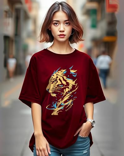 Image of AUSK Oversized T-Shirts || Printed Half Sleeve Tshirt for Womens
