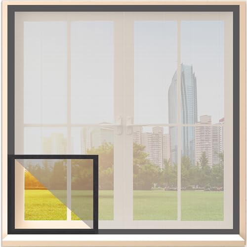 Image of Classic Mosquito Net for Windows | 120X150 cm | 120 GSM Fiberglass Mesh |Pre Stitched Window Net for Home | Self Adhesive Hook & Loop Easy Install | Protection from Mosquitoes & Insects |Grey